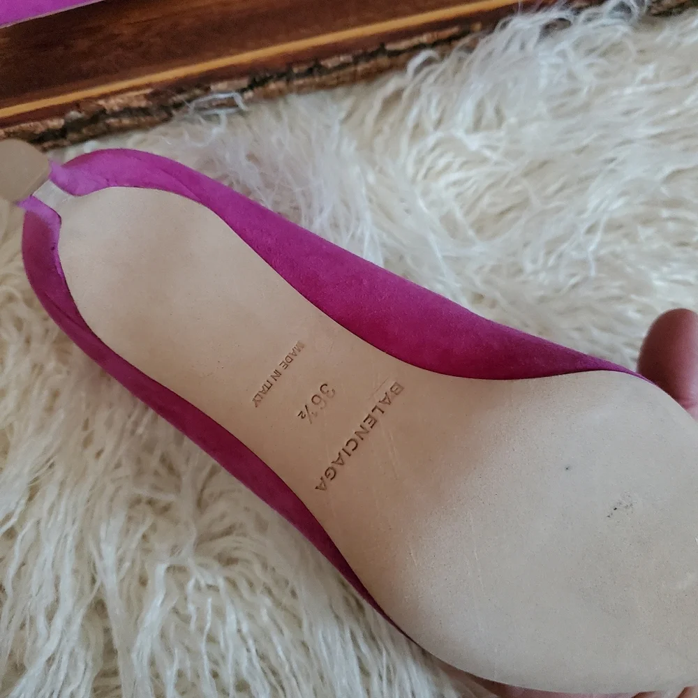 Balenciaga Magenta Suede Point Toe Heels - Picture 4 of 6